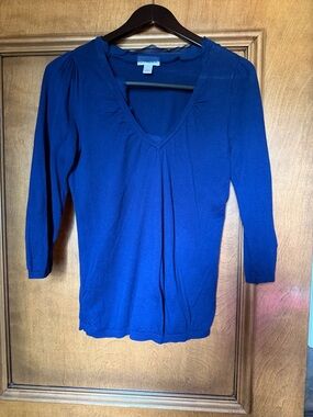 LOFT Women's V-Neck Long Sleeve Top in Cobalt Blue